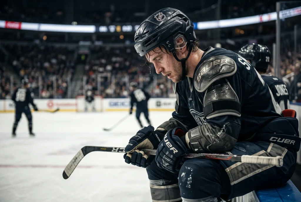Calendrier NHL montrant des matchs back-to-back avec indicateurs de fatigue