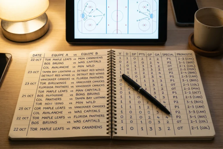 Méthode d'analyse pré-match pour un pronostic NHL fiable avec données statistiques